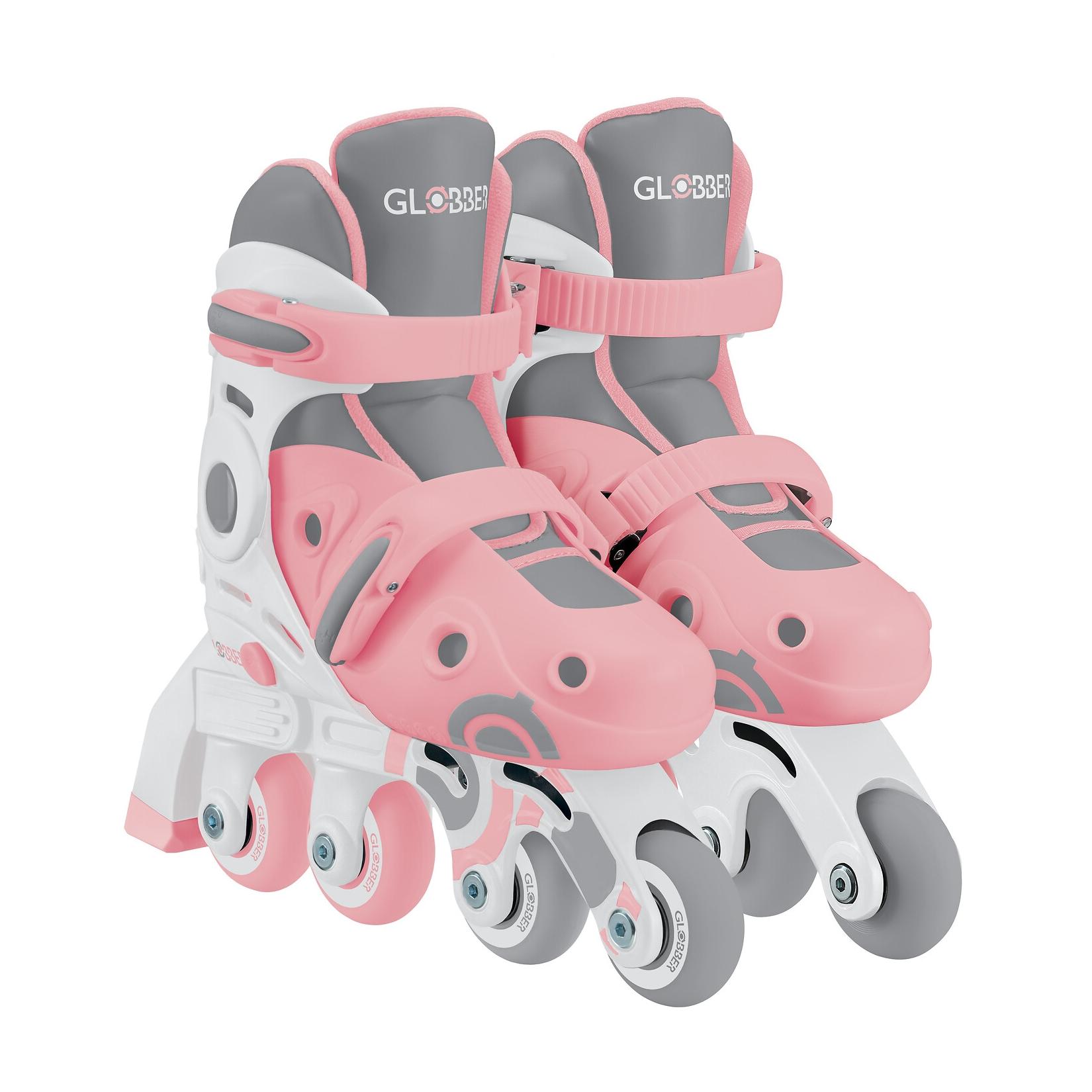 GLOBBER LEARNING SKATES 2in1 – Inline- und Quad-Skates Kinder, verstellbar Gr.30-33, ABEC 9, Rollengröße 54x24 mm, rosa