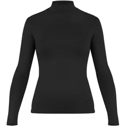 Normani, Damen, Funktionsshirt, Damen Merino Longsleeve mit Stehkragen „Romsey" - 9561 (XXL), Schwarz