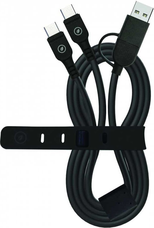 Muvit For Change Double USB-A naar USB-C kabel, 1.2 meter, zilver