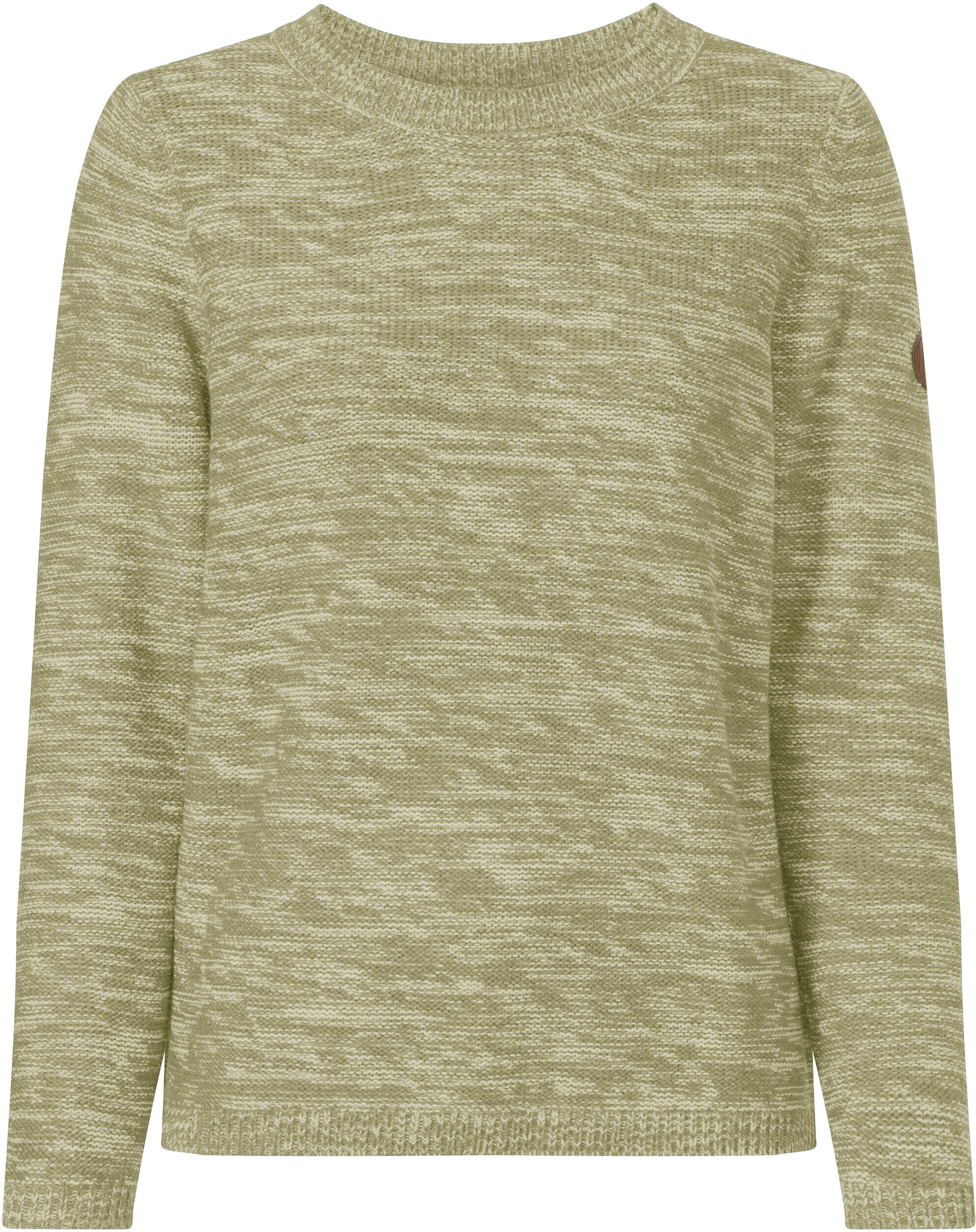Sieh An! Longpullover SIEH AN "Rundhals-Pullover Langarm-Pullover aus Melange-Strick", Damen, Gr. 40, schilf, meliert, Strick, , Sportlich, Rundhals, Pullover Longpullover