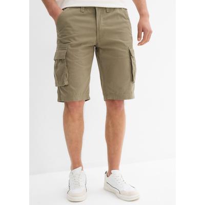 Cargobermudas BONPRIX, Herren, Gr. 54, N-Gr, oliv, Web, Obermaterial: 100% Baumwolle, relaxed fit, Hosen, Cargohose, aus Baumwolle, mit Pattentaschen, relaxed fit