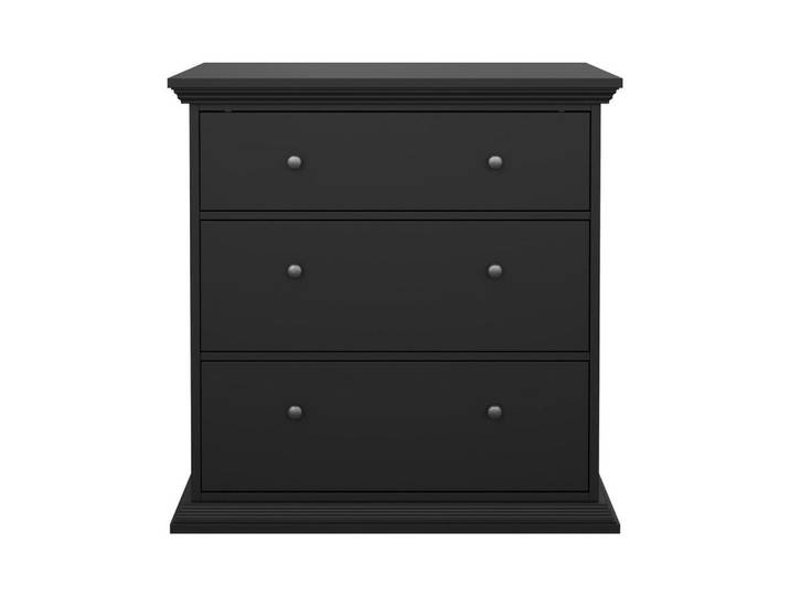 Calicosy Kommode mit 3 Schubladen B86,3 cm – South, Schwarz, 50.6x13.8x50.6 cm, Kleinmöbel, Kommoden, Kommoden