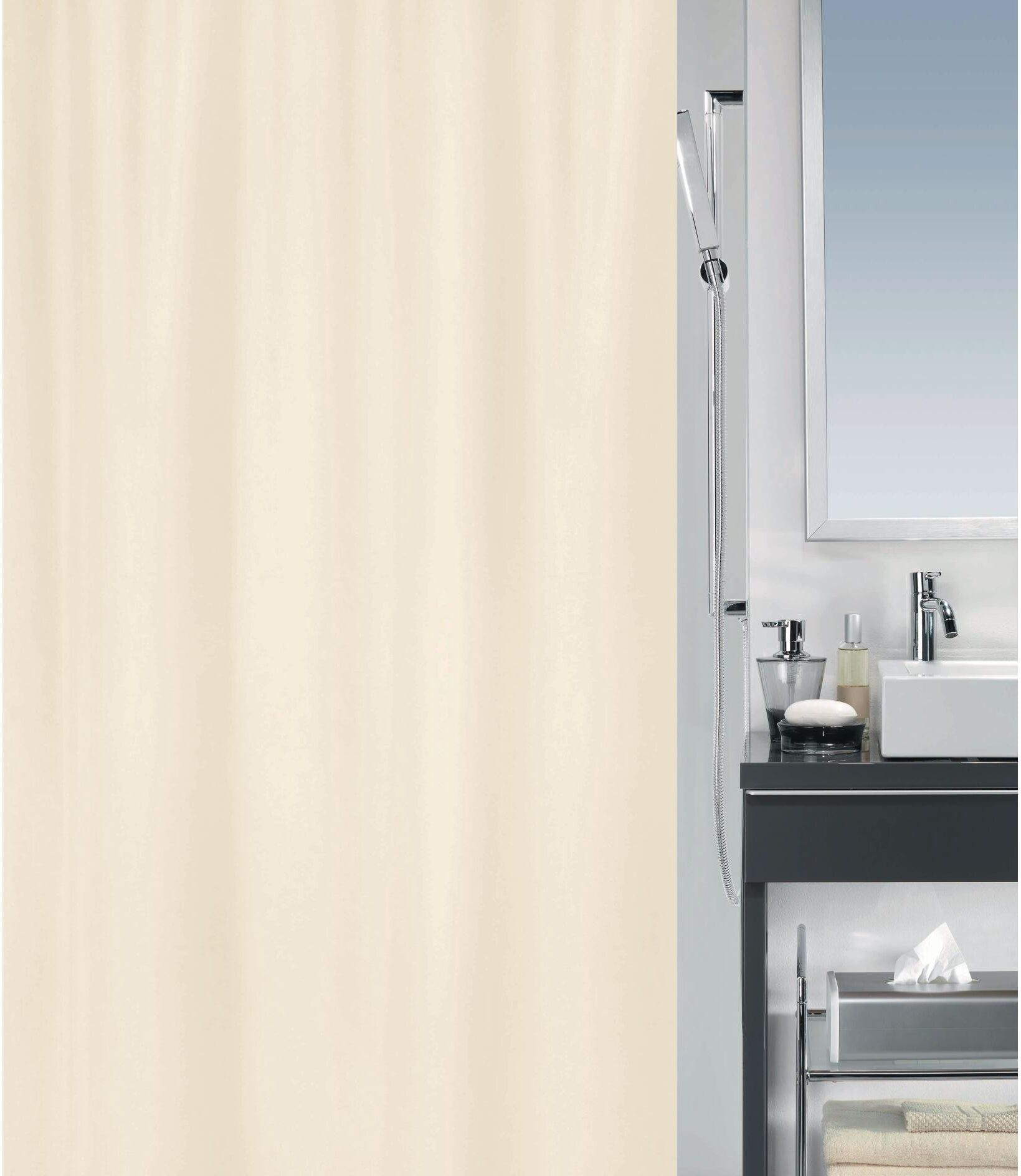 Duschvorhang SPIRELLA "Champagne", beige (natur), B:180cm H:200cm, Polyester, Duschvorhänge, Duschvorhang natur B/H: 180cm x 200cm