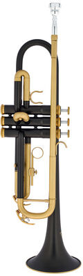 Thomann Blacky Bb-Trumpet Schwarz matt lackiert mit Mundrohr und Bögen in gebürstetem Goldlack