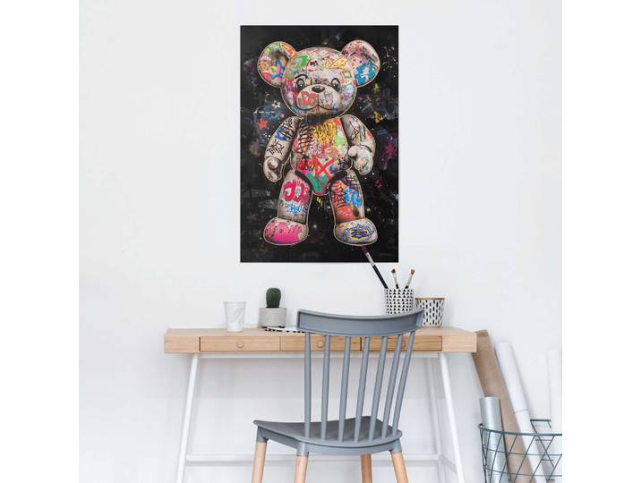 Affiche Ours graffiti Papier Multicolore 61 x 92 x 0cm