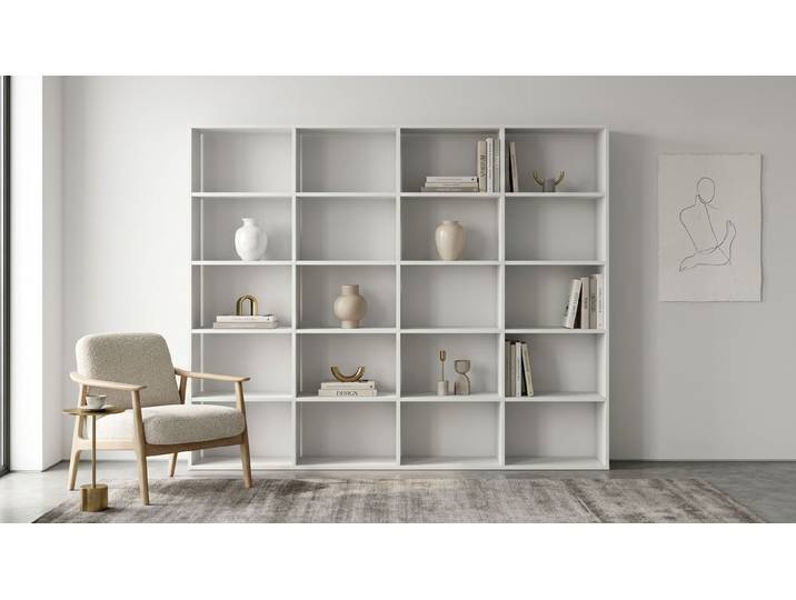 Bibliotheksregal nach Maß - Regal mit vielen Optionen Premium Dekore Weiß­grau