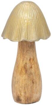 "Sagebrook Home's Gold Metal Topped Mushroom - Mango Wood & Aluminum, Artistic 8"" Figurine for Home Decor - 4"" x 4"" x 8"""