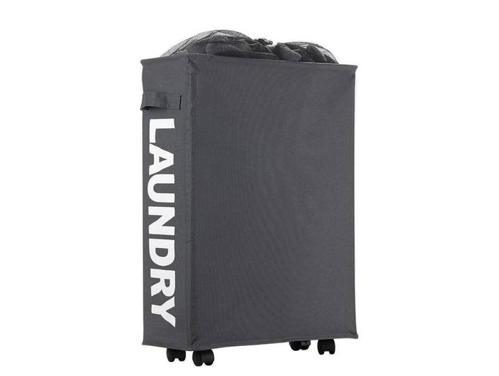 Wäschekorb mit Rädern 40L Dunkelgrau 39x18.5x58cm, Anthrazit, 18.5x57.9x38.9 cm, Haushalt & Reinigung, Wäschepflege, Wäschekörbe & Wäschetonnen