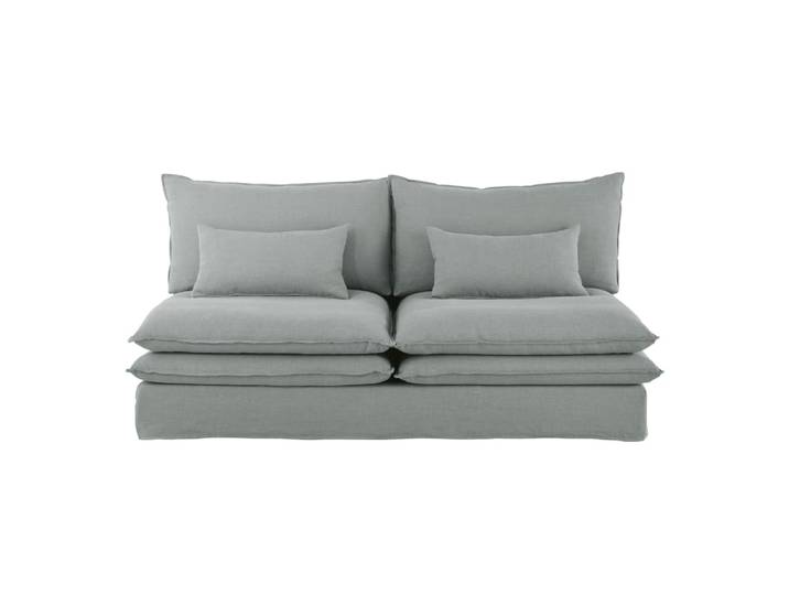 Banquette 2 places pour canapé modulable en lin gris clair