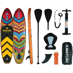 MATCHU Stand Up Paddle-Board Deluxe Mit Sitzfläche 10''6 - Aufblasbares SUP Board - Komplettset mit Zubehör