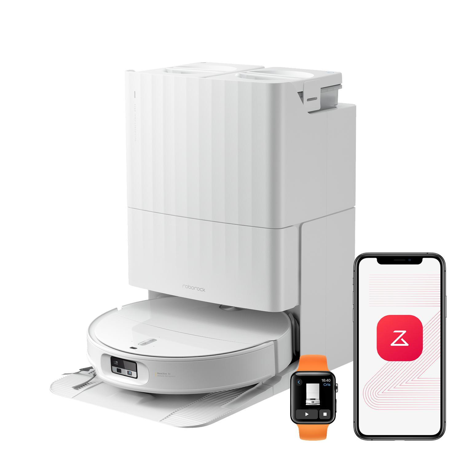 Roborock Qrevo Edge 2 Staubsauger Roboter, 25.000 Pa Saugroboter mit Wischfunktion, Wischmopp-Hebefunktion, 80 °C Moppwäsche mit heißem Wasser, Weiß