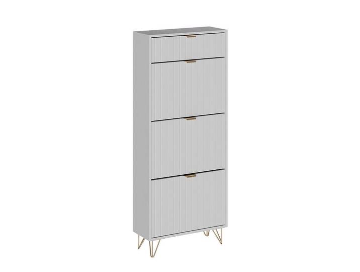 Vicco Schuhschrank Helge Weiß 60 x 145 cm 3 Fächer, Holzwerkstoff, Rechteckig, 60x145x23.5 cm, Garderobe, Schuhaufbewahrung, Schuhkipper