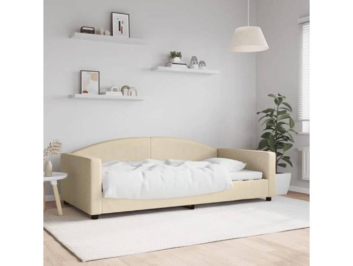 Soldes Flottants Lit simple 100x200cm Cadre de lit de repos classique crème 100x200cm tissu