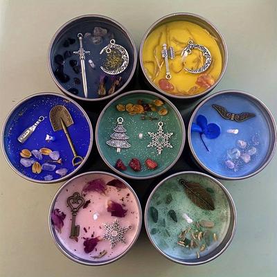 On Spot Shop Handmade Aromatherapy Candles, With Crystal Dried Flowers, In An Antique Copper Silver Tin Can jasmine