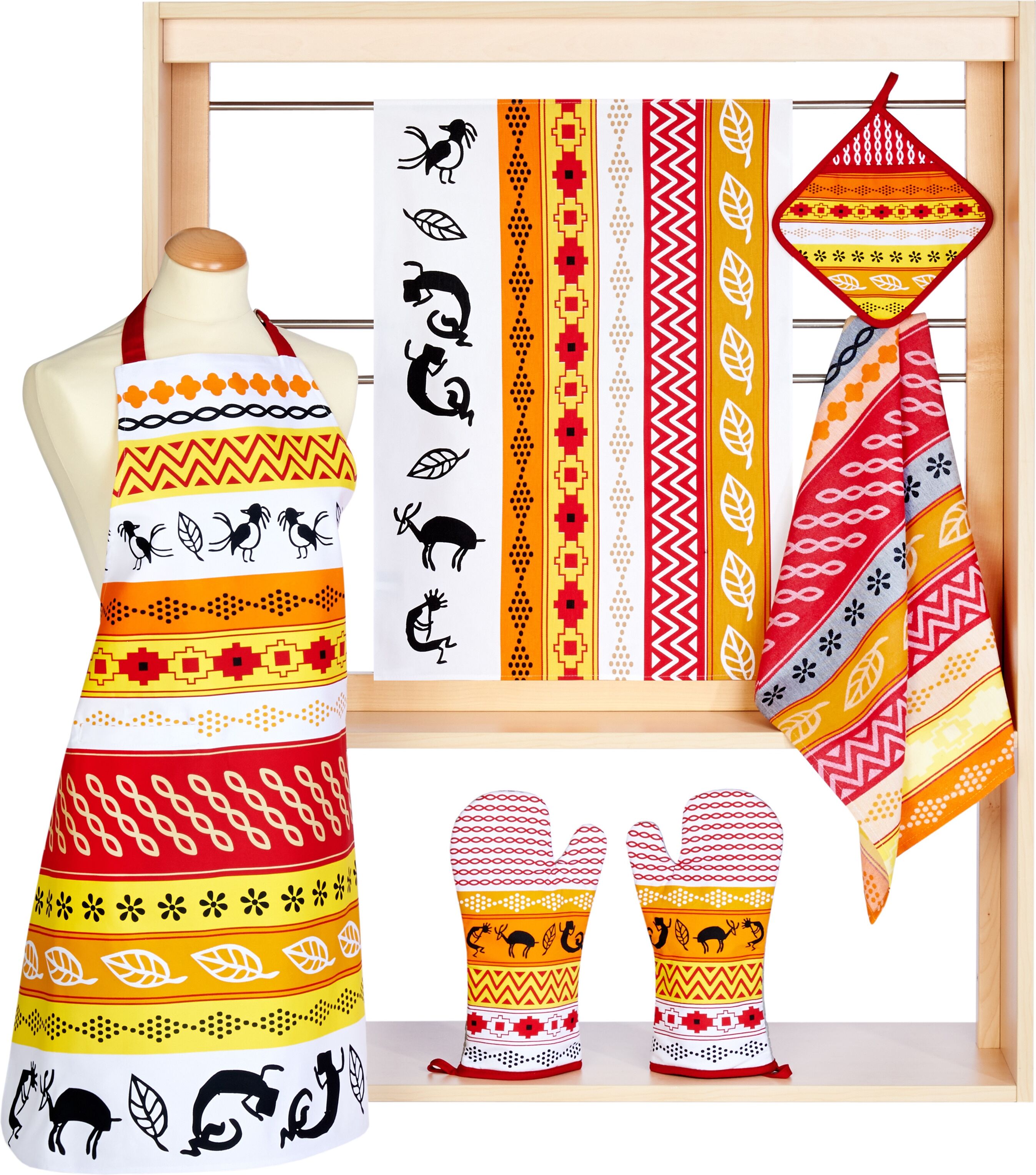 Kochschürze STUCO "Inka", bunt, B:80cm L:85cm, Baumwolle, Schürzen, Kochschürze bunt B/L: 80cm x 85cm