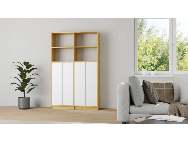 Schlichter Wohnzimmerschrank Echtholz Furnier Eiche geölt
