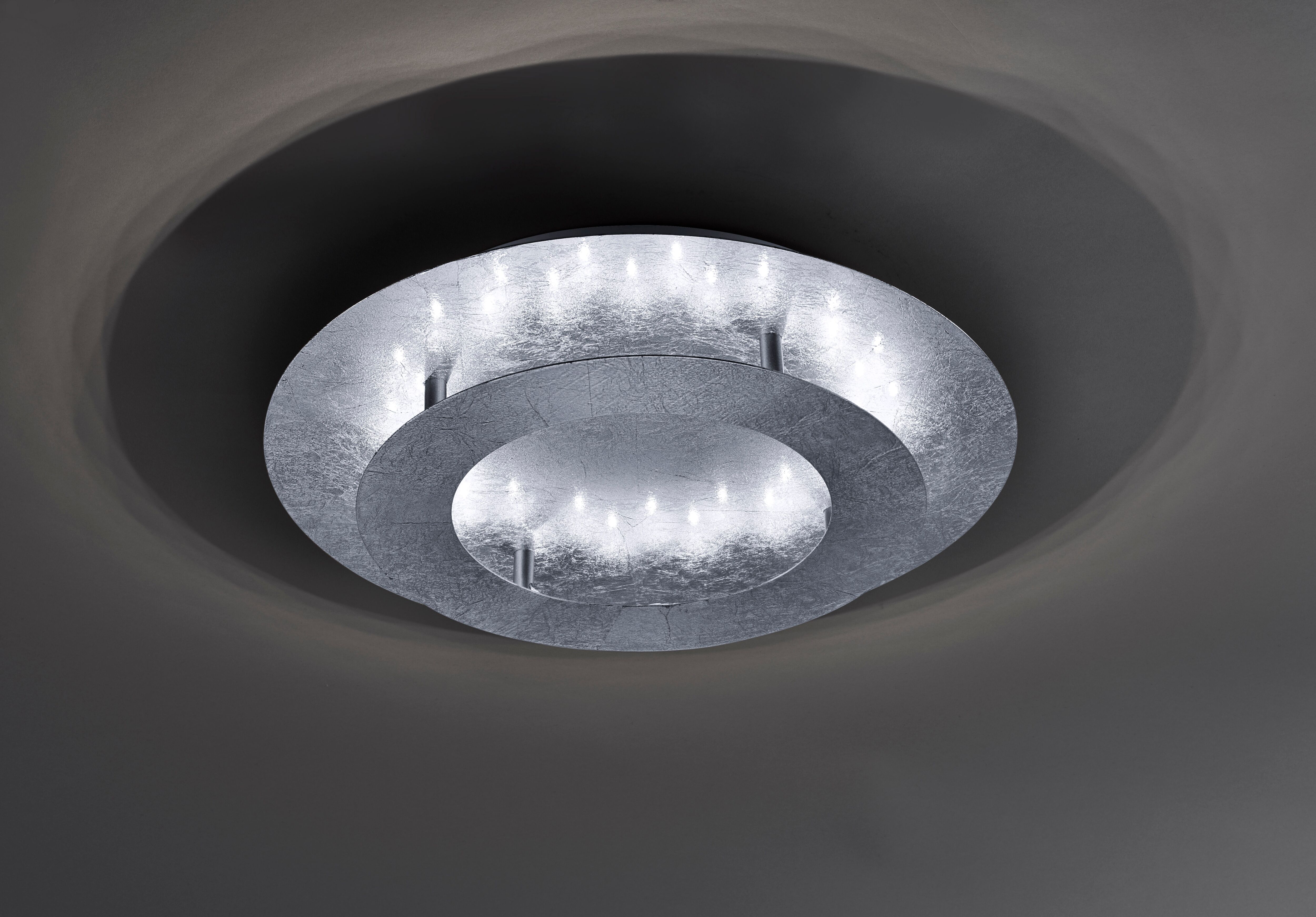 PAUL NEUHAUS Deckenleuchte "NEVIS", silber (silberfarben), 1, Ø 40cm H: 8cm, 1 Stk., Leuchten, LED, Deckenleuchte