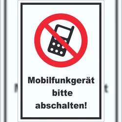 HB-Druck Handy aus Mobilfunkgerät abschalten Aufkleber A6 (105x148mm)