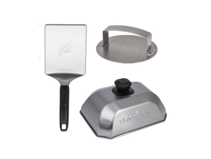 Burgerpresse BLACKSTONE 3-teilig , silber (schwarz), B:22,8cm T:41,3cm, Edelstahl, Küchenpressen, Burgerpresse