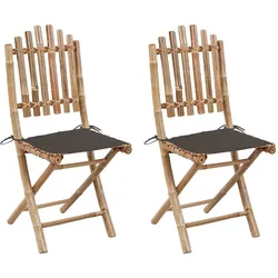 vidaXL 2x Gartenstuhl Klappbar mit Kissen Essstuhl Klappstuhl Klappstühle Gartenstühle Stuhl Stühle Terrassenstuhl Balkonstuhl Gartenmöbel Bambus