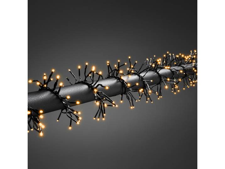 KONSTSMIDE LED-Lichterkette Weihnachtsdeko aussen , Energieeffizienz: E, schwarz, Dioden 960 Stk. Flammen 960 Stk., Gesamtlänge 12,2m, Lichterketten, Micro LED Büschellichterkette Cluster, 960 bernsteinfarbene Dioden, LED-Lichterkette