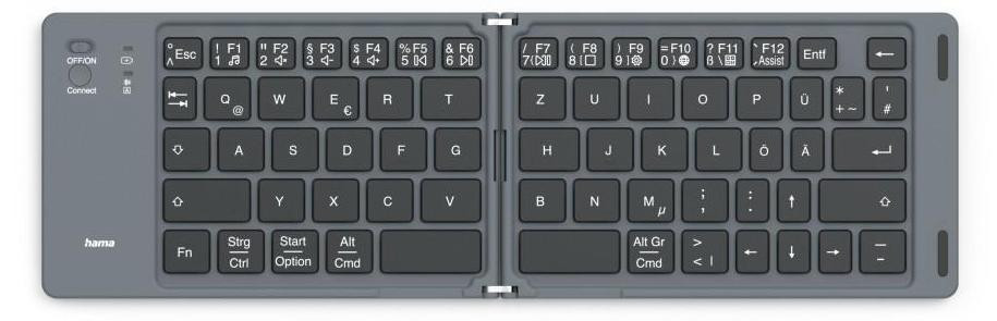 Hama Travel 450 QWERTZ Duitse toetsenbord met schuifschakelaar, Zwart/Donkergrijs