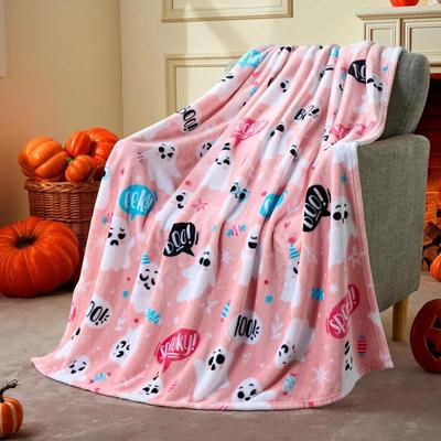 Uplift Picks Halloween Fleece Throw Blanket Black Bat Pumpkin Ghost Skull Design 04 120x150cm