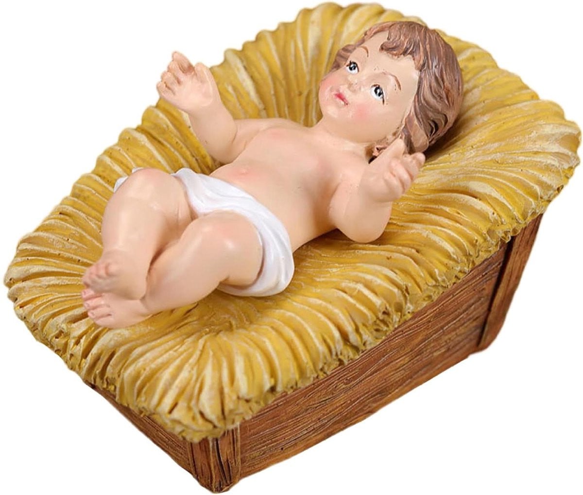 Baby Jezus Beeldje - Wit - Spirituele Decoratie - H x B x D: 15 x 10 x 5 cm