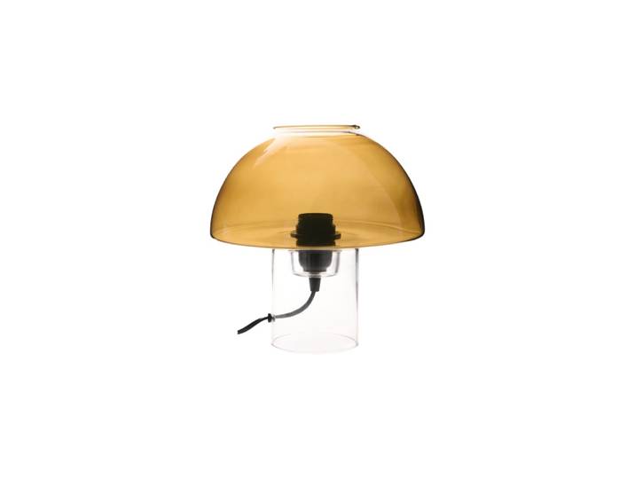 Lampe à poser champignon en verre ambré