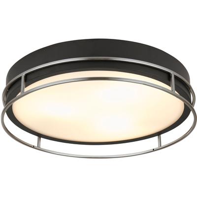 SEARCHLIGHT Deckenleuchte "Phoenix 3Lt Flush", schwarz (schwarz, silber), 3, Ø 40cm H: 9,5cm, 1 Stk., Leuchten, Deckenleuchte