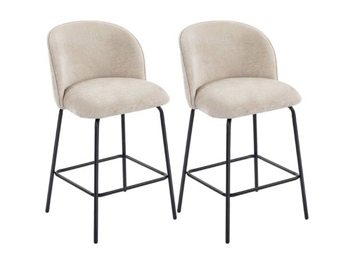 Logidon Lot de 2 Tabourets de Bar Beige avec Dossier et Repose-Pieds