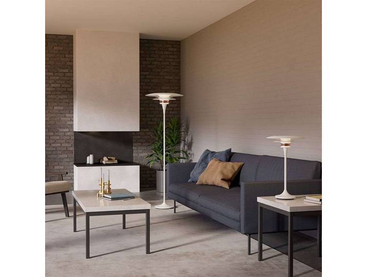 Diablo Stehleuchte Ø50 Matt White/Rosé Silver - Belid - Wohnzimmer - Metall