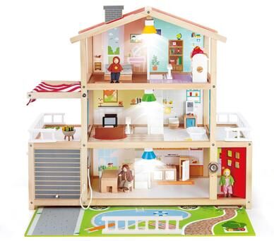 Hape Doll Family Mansion Kid's Wooden Dollhouse W/ 10 Bedrooms