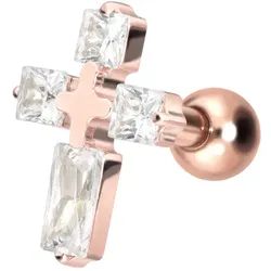 Titan Ohrpiercing mit Innengewinde KRISTALLKREUZ