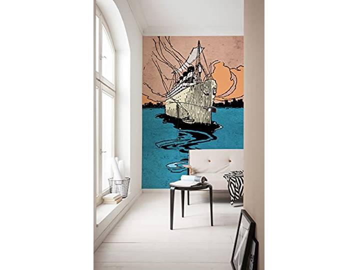 Komar Vlies Fototapete - La Nave - Größe: 200 x 280 cm (Breite x Höhe) - Dampfer, Hafen, Meer, Kinderzimmer, Tapete - IAX4-0023
