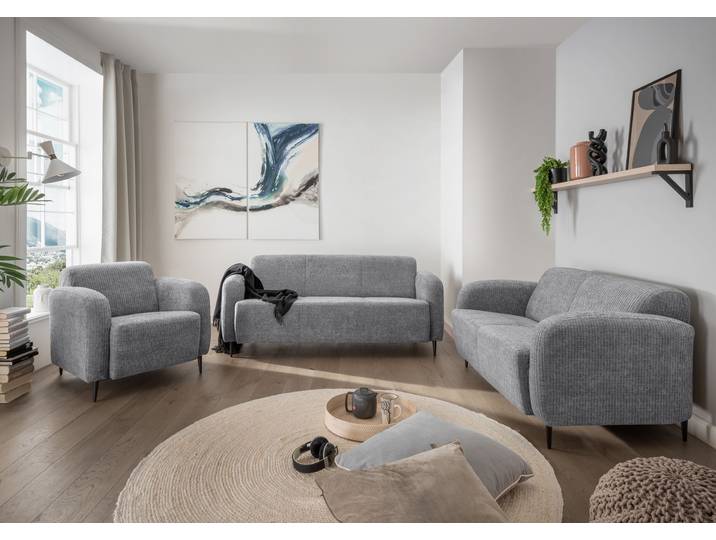 Polstergarnitur HOME AFFAIRE Marone bequem, zeitlos & elegant , grau (grau, grau), H:76cm T:90cm, 100% Polyester, Sitzmöbel-Sets, Polstergarnitur, auch einzeln erhältlich