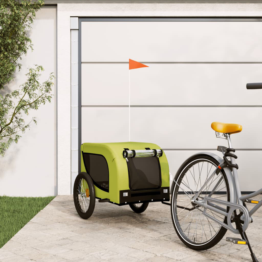 Archie & Oscar Pet Bike Trailer Oxford Fabric and Iron Green 70cm H x 50cm W x 125cm D