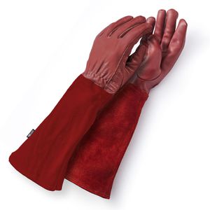 LauterSchutz Arbeitshandschuhe dornensicher, Echt Leder, rot, Größe 9 / L