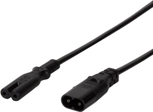 LogiLink Strom Verlängerungskabel [1x Kleingeräte-Stecker C8 - 1x Kleingeräte-Buchse C7] 2.00m Schwarz