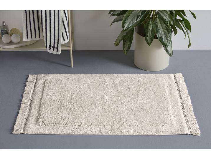 Badematte Tamsin, Badvorleger, Badezimmer Teppich Gr. 1, beige (natur), H:20mm, Baumwolle, LEGER HOME BY LENA GERCKE, Badematten, Badematte, mit Fransen, Badteppich, Badematte, Baumwolle