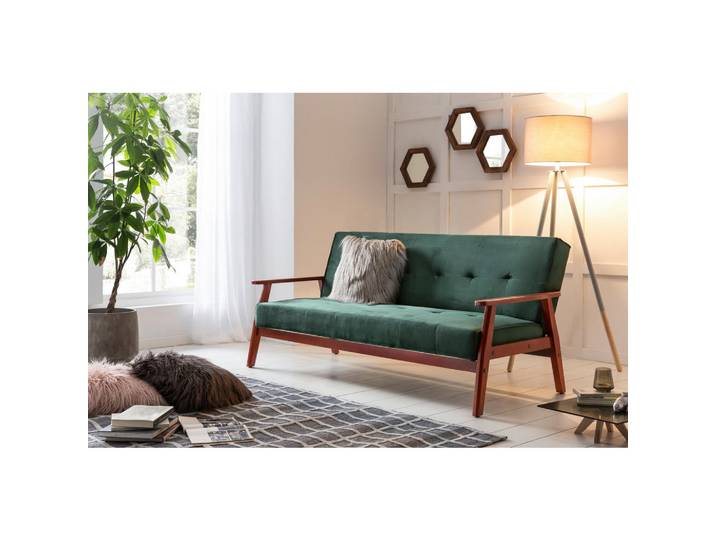 Livetastic Schlafsofa, Grün, Kirschbaum, Holz, Eukalyptusholz, massiv, 3-Sitzer, 190x81x85 cm, Kinderzimmer & Jugendzimmer, Jugendmöbel, Jugendsofas