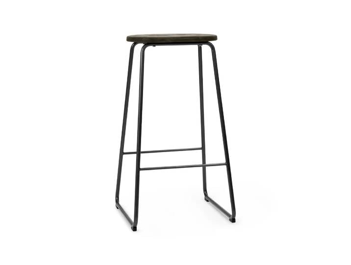 Mater Tabouret de bar Earth coffee, h. 74, structure en acier noir