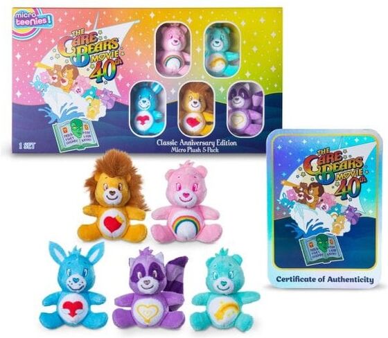 Basic Fun Micro Teenies Care Bears Classic Anniversary Edition Plush 5 Pack for Kids, Ages 4 and Up, Collectible Stuffed Animals