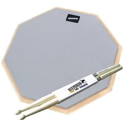 keepdrum DP-GY12 Drum Practice Pad Grau 12 mit Drumsticks, Schlagzeug Zubehör, Grau