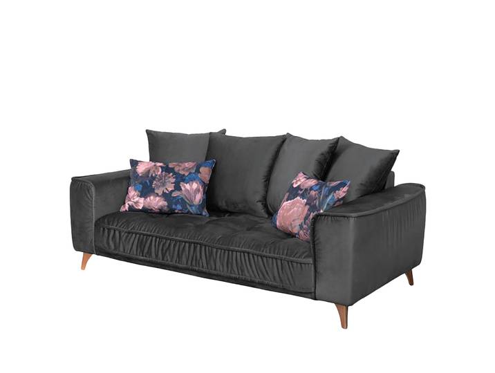 Sofa 2-Sitzer Grau/Dunkelgrau Material: Textil 204 x 106 x 92cm Glamour