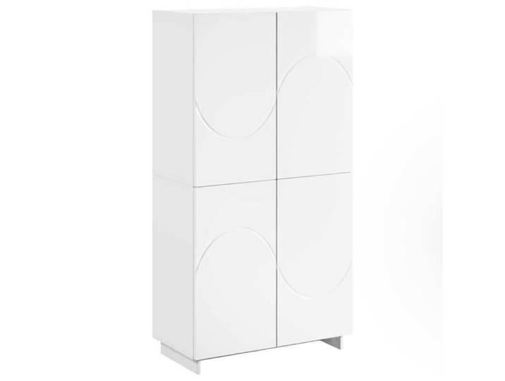 NOUVEAU Armoire vitrine - Buffet haut - Buffet de Cuisine contemporain - blanc brillant - 79x41x151cm - Bois d'ingénierie 59773
