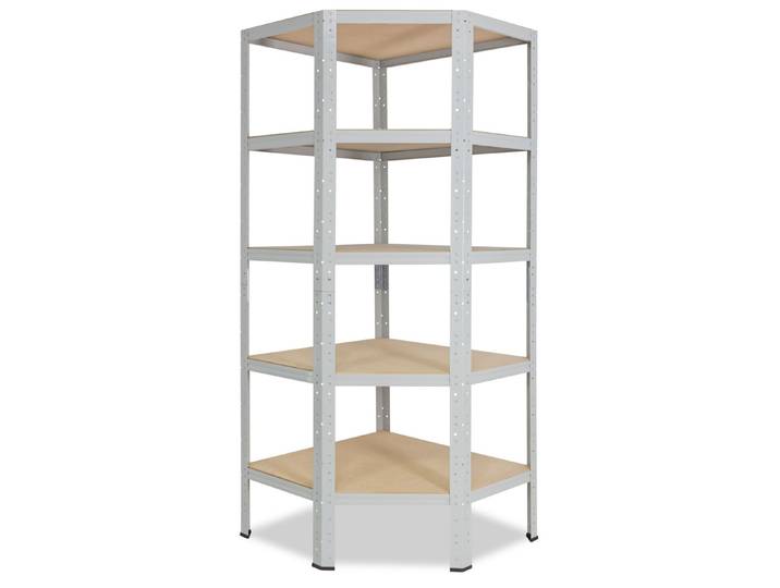 shelfplaza Eckregal OFFICE, 180x70x40cm lichtgrau, Metall Eckregal stehend mit 5 Böden