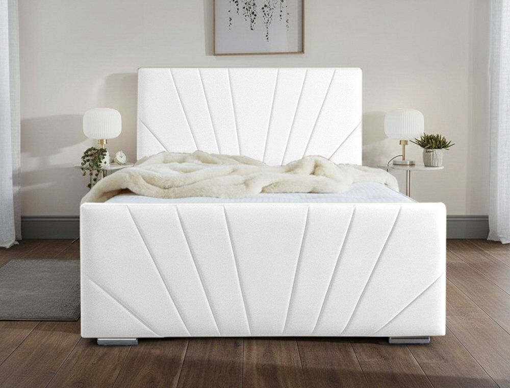 Etta Avenue Ebenezer Upholstered Bed Frame White Kingsize (5')