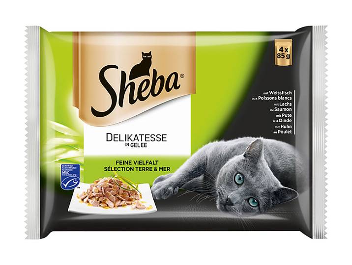 Sheba Delikatesse Katzenfutter in Gelee Fisch 4x85g