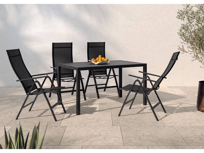 Garten-Essgruppe KONIFERA »Messina« , grau (anthrazit), 5tlg. Set Messina, Aluminium, Sitzmöbel-Sets, Garten-Essgruppe, Tisch 90x160x75 cm, 4 Stühle